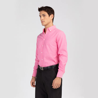 Mens REGULAR FIT Oxford Series Button Down Long Sleeve BUBBLE GUM Shirt - IDENTITY Apparel Shop