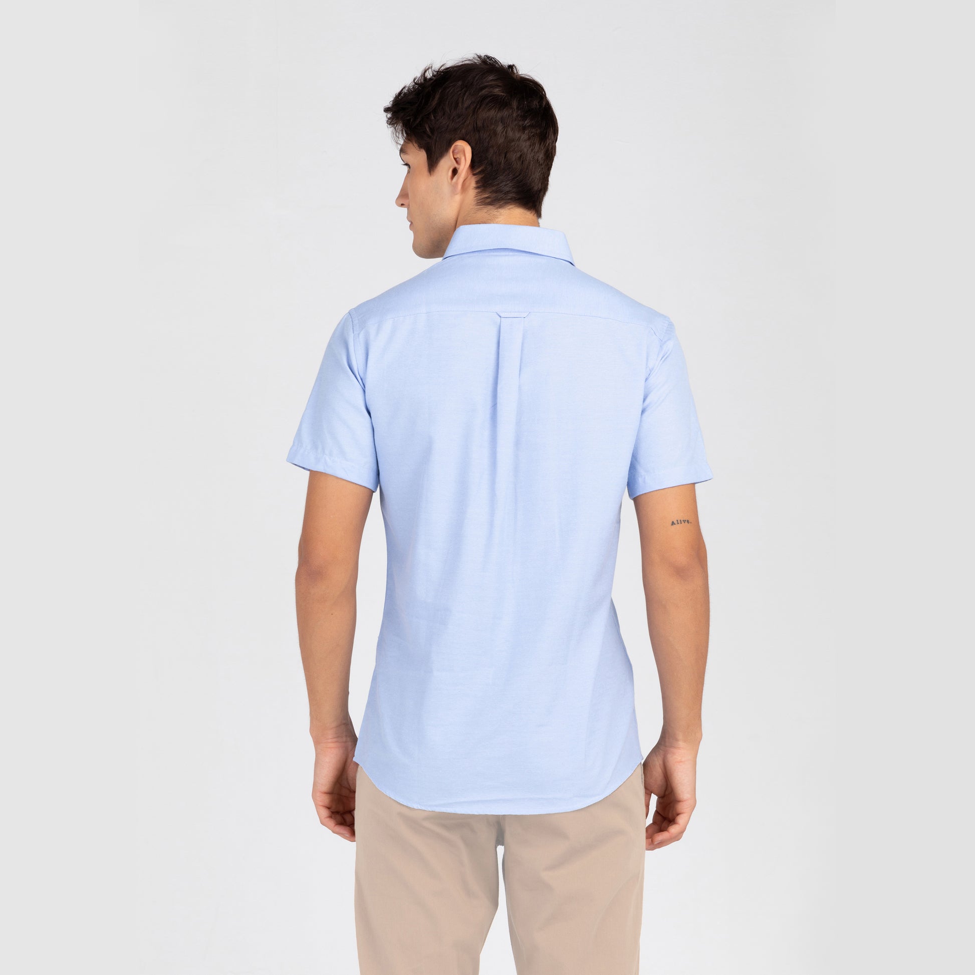 Mens REGULAR FIT Oxford Series Button Down Short Sleeve LIGHT BLUE Shirt - IDENTITY Apparel Shop